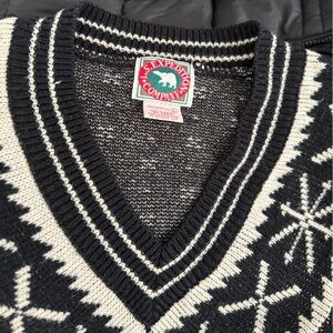 Vintage Black and White V-Neck Sweater